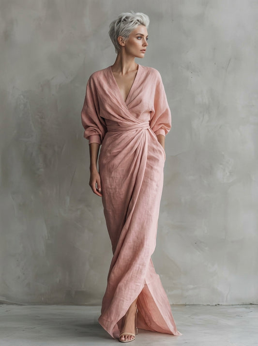 Sara - Vestido de Lino con Escote en V