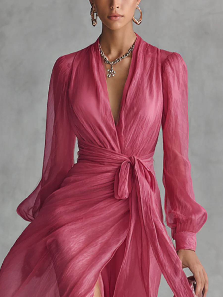 Lydia | Vestido de Chifón Rosa