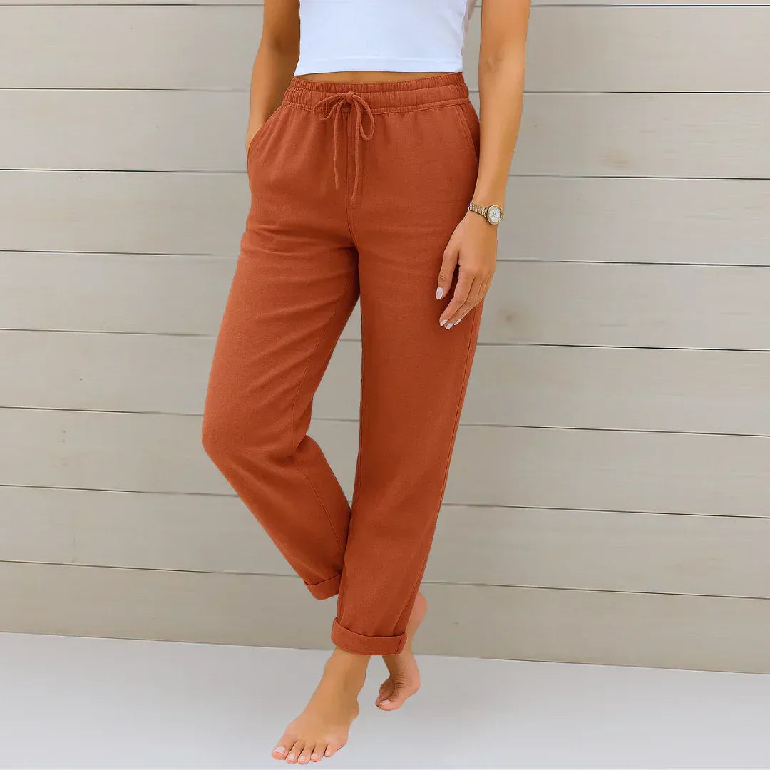 Helena™ | Pantalón Elástico de Lino