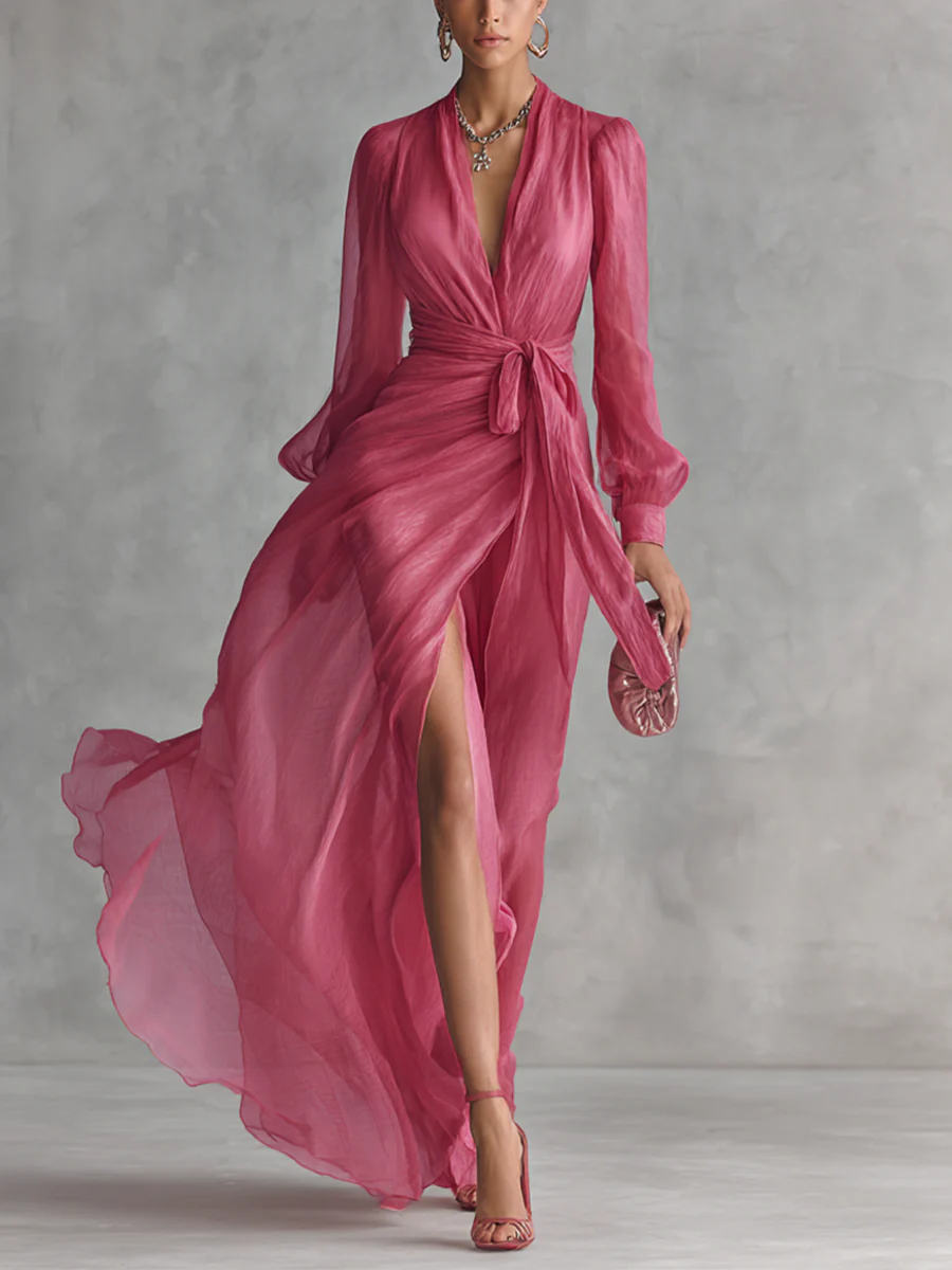 Lydia | Vestido de Chifón Rosa