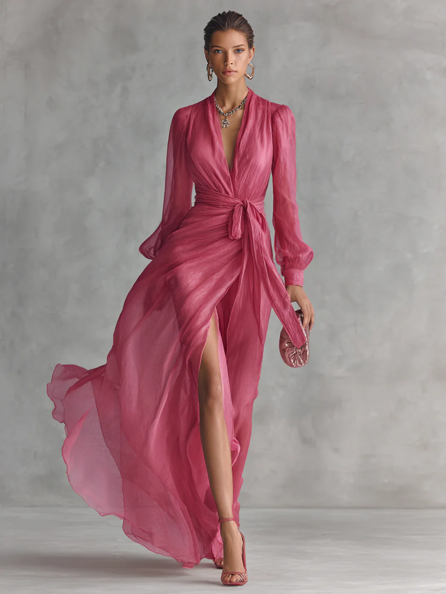 Lydia | Vestido de Chifón Rosa